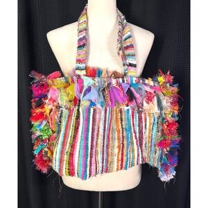 Vintage Silk & Polyester Handmade Woman Tote Shoulder Bag Hand Bag Beach Bag